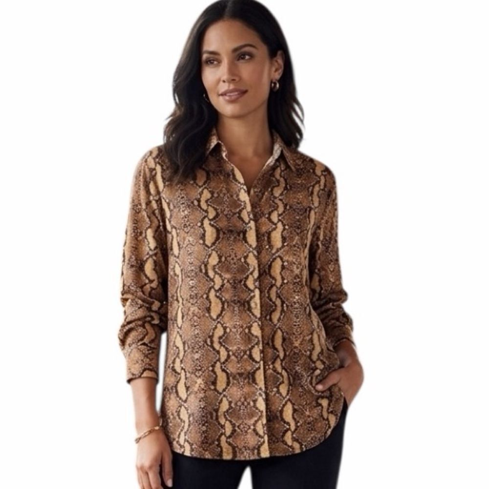 Zara Phyton Snake Oversize Button Down Shirt Size S